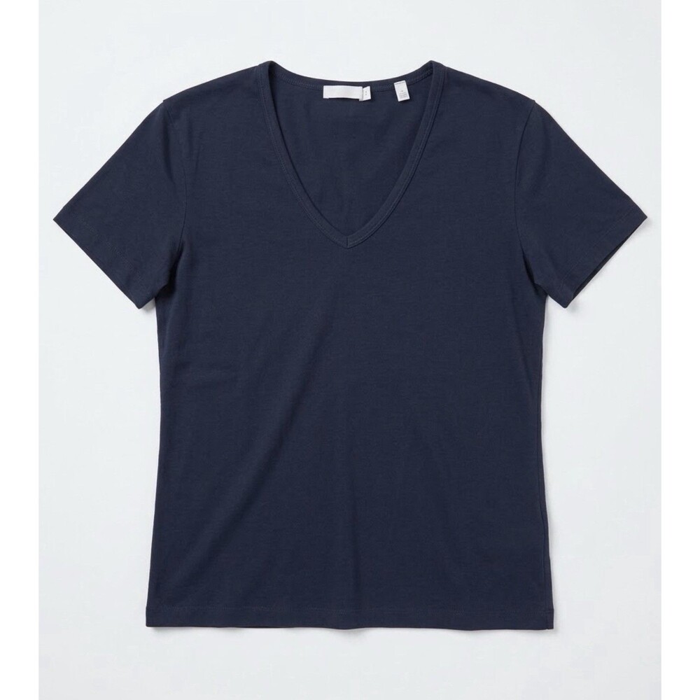 Vince Women's Black 100% Pima Cotton V-Neck Short Sleeve T-Shirt Size M